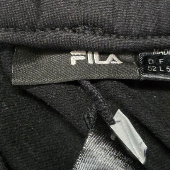 FILA Track Pants Men’s Large Black Fleece Pinstripe Pockets Rare - Picture 4 of 8